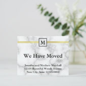 Carte Postale Faire-part Monogramme de nom de marbre blanc faux élégant dém (Debout devant)