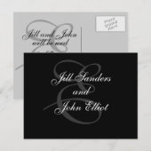 Carte Postale Faire-part Monogramme E Prénoms Enregistrer la date (Devant / Derrière)