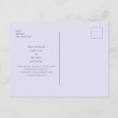Carte Postale Faire-part Monogramme Lilac Mariage simple et élégant Date de (Dos)