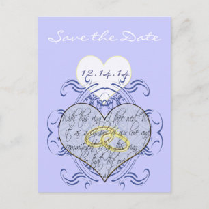 Carte Postale Faire-part Monogramme Mariage Vow Heart