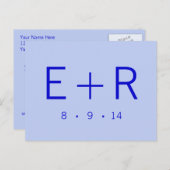 Carte Postale Faire-part Monogramme moderne - Bleu (Devant / Derrière)