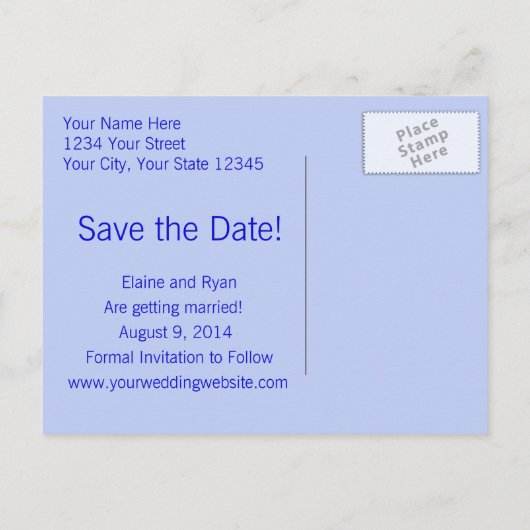 Carte Postale Faire-part Monogramme moderne - Bleu (Dos)