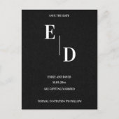 Carte Postale Faire-part Monogramme noir et blanc Mariage moderne Enregistr (Devant)