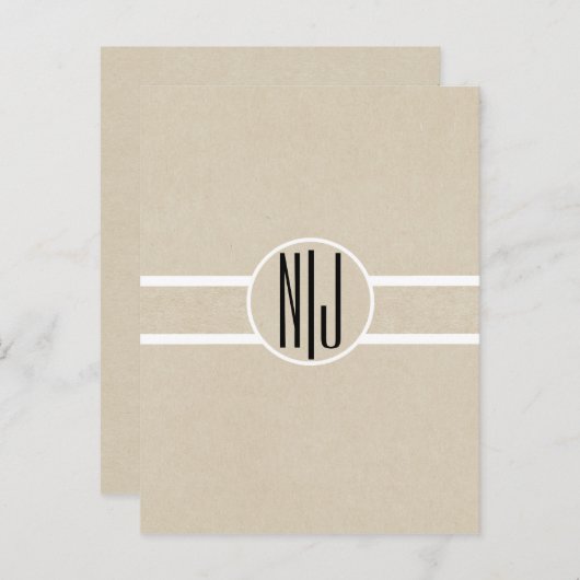 Carte Postale Faire-part Monogramme rustique Kraft minimal moderne Enregist (Devant / Derrière)
