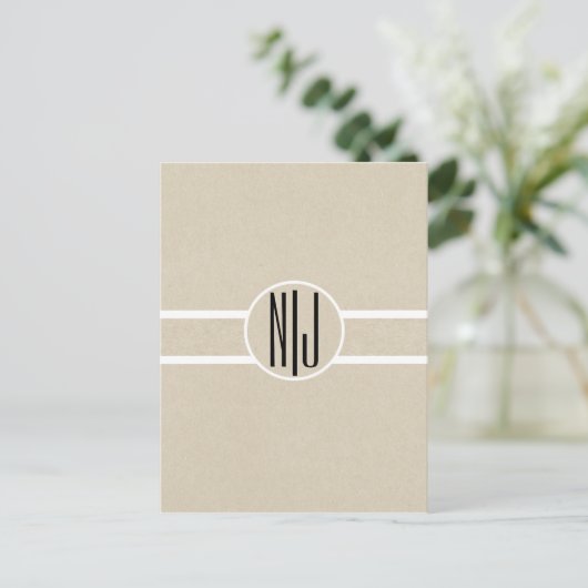 Carte Postale Faire-part Monogramme rustique Kraft minimal moderne Enregist (Debout devant)