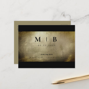 Carte Postale Faire-part Monogramme simple Mariage métallique Enregistrer l