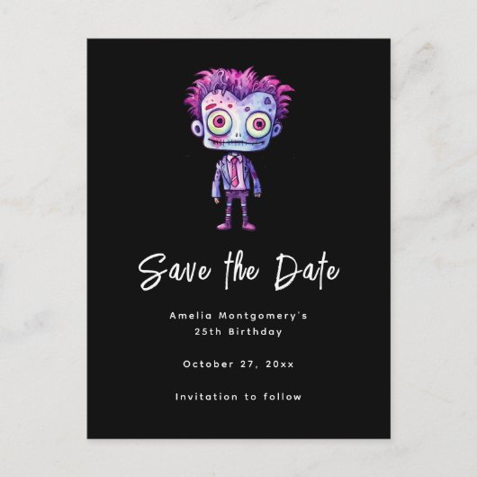 Carte Postale Faire-part Monstre de Frankenstein drôle Halloween Fun Annive (Devant)