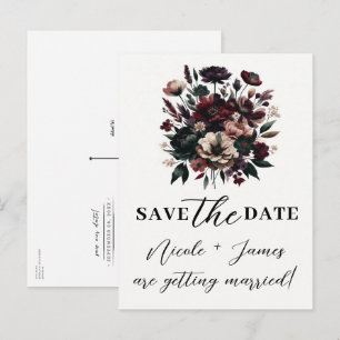 Carte Postale Faire-part Moody Rustic Garden Florals Bohemian Enregistrer l