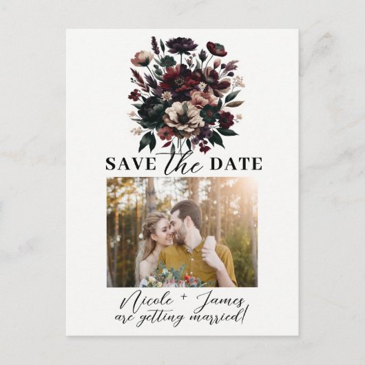 Carte Postale Faire-part Moody Rustic Garden Florals Bohemian Enregistrer l (Devant)