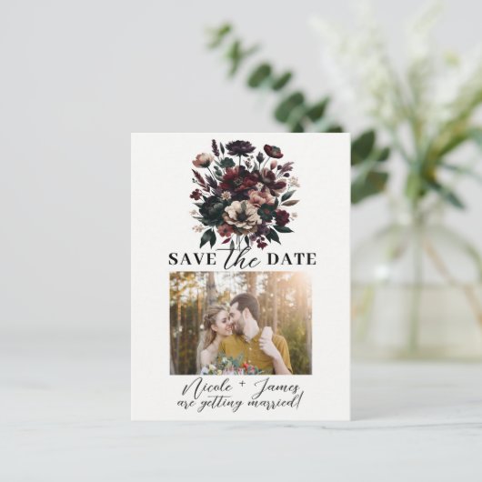 Carte Postale Faire-part Moody Rustic Garden Florals Bohemian Enregistrer l (Debout devant)