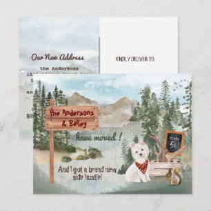 Carte Postale Faire-part Mote mignon chien Westie Woodland Pines Nouvelle a