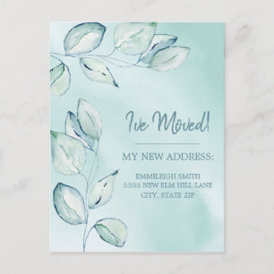 Carte Postale Faire-part Moteur Vert aquarelle Feuilles