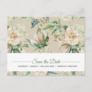 Carte Postale Faire-part Motif aquarelle rose crème personnalisé