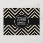 Carte Postale Faire-part Motif Chevron noir et beige Art déco (Devant)