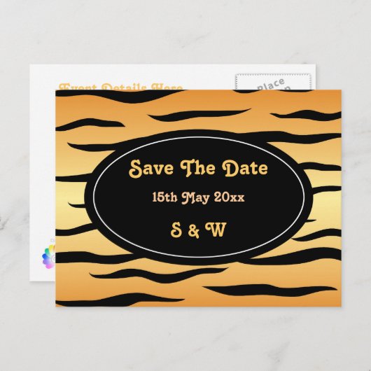 Carte Postale Faire-part Motif de rayures d'animal Tigre (Devant / Derrière)