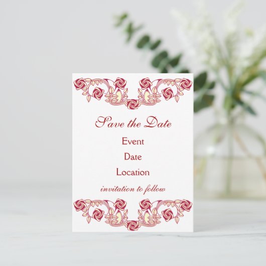 Carte Postale Faire-part Motif de rose (Debout devant)
