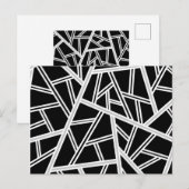 Carte Postale Faire-part Motif géométrique abstrait - gris, noir, blanc. (Devant / Derrière)