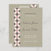 Carte Postale Faire-part Motif Géométrique Art Déco Design Enregistrer La D (Devant / Derrière)