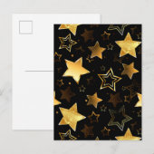 Carte Postale Faire-part Motif sans couture avec des étoiles dorées (Devant / Derrière)