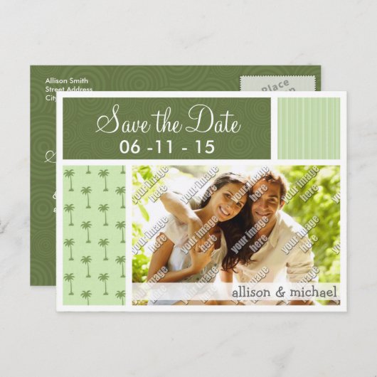 Carte Postale Faire-part Motif Tropical Palm Tree (Devant / Derrière)