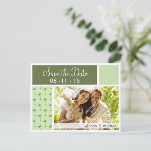 Carte Postale Faire-part Motif Tropical Palm Tree (Debout devant)