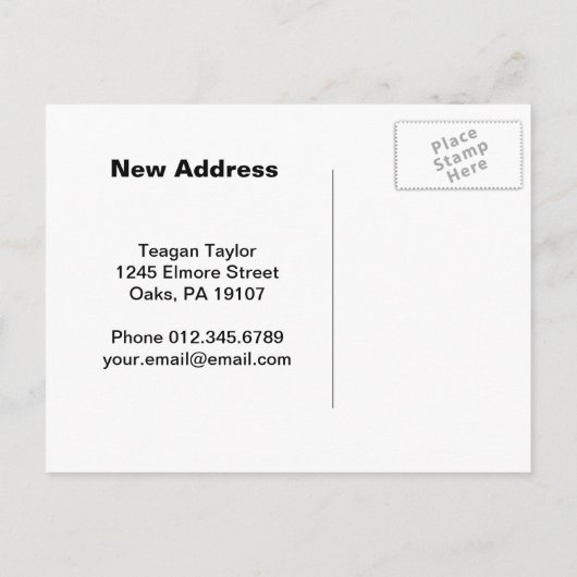 Carte Postale Faire-part Motifs noirs et blancs | Changement d'adresse (Dos)