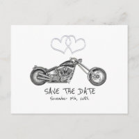 Motocyclette & Silver Hearts Biker Save The Date