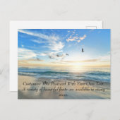 Carte Postale Faire-part Mouettes et lever de soleil sur la plage (Devant / Derrière)