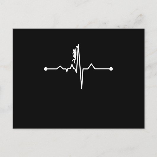Carte Postale Faire-part Mountain Climber Heartbeat Rock Climbing Lover Gra (Devant)