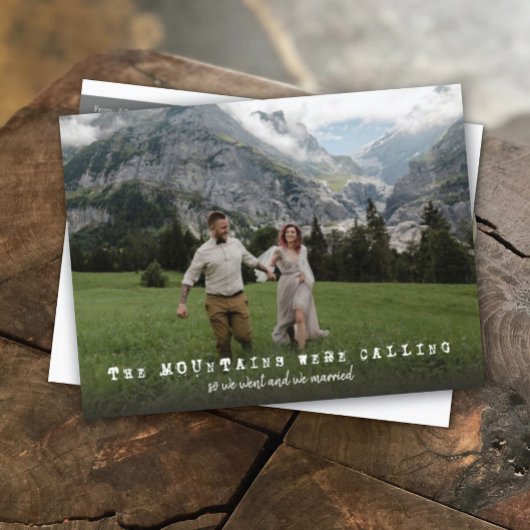 Carte Postale Faire-part Mountains Were Calling Photo Wedding