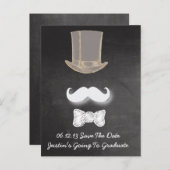 Carte Postale Faire-part Moustache Chalk Design Enregistrer La Date (Devant / Derrière)