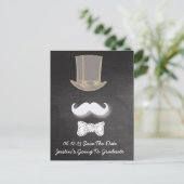 Carte Postale Faire-part Moustache Chalk Design Enregistrer La Date (Debout devant)