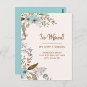 Carte Postale Faire-part Moving Blue Brown Floral Feuilles (Devant / Derrière)