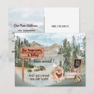 Carte Postale Faire-part Moving Pomeranian Chien Woodland Nouvelle adresse 