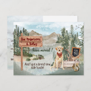 Carte Postale Faire-part Moving Yellow Labrador Retriever Nouvelle adresse 
