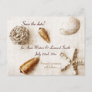 Carte Postale Faire-part murmure de l'océan - élégantes coquilles de mer sa