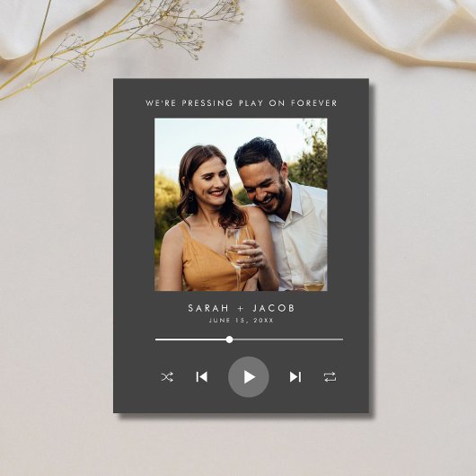 Carte Postale Faire-part Music Player Photo Wedding Enregistrer la date