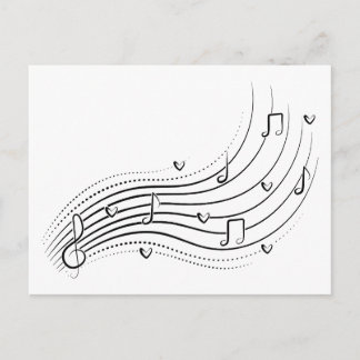 Carte Postale Faire-part Musical note wave, black line clipart