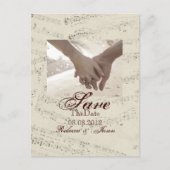 Carte Postale Faire-part Musique romantique moderne notes de mariage enregi (Devant)