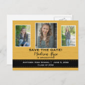 Carte Postale Faire-part Mustard Jaune Noir 3 Photo Grad Date de sauvegarde (Devant / Derrière)