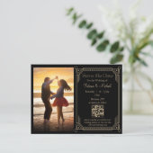 Carte Postale Faire-part mystique noir or code qr photo enregistrer la date (Debout devant)