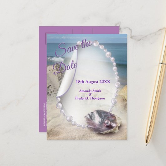 Carte Postale Faire-part Nacre fusionné comme des tourbillons liquides (Devant/Arrière en situation)