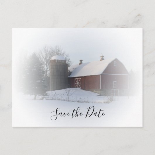 Carte Postale Faire-part Nacre neigeuse et mariage hivernal Silo Enregistre (Devant)