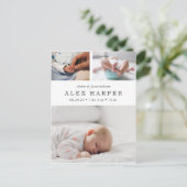 Carte Postale Faire-part Naissance classique de collage de photo (Debout devant)
