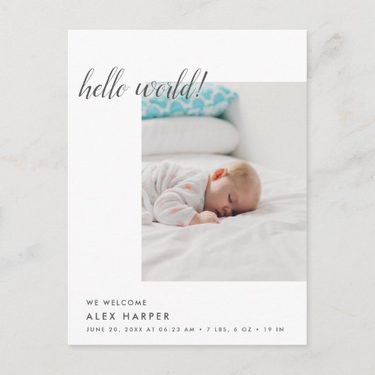 Carte Postale Faire-part Naissance minimale moderne de collage de photo (Devant)