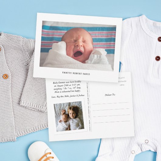 Carte Postale Faire-part Naissance photo simple