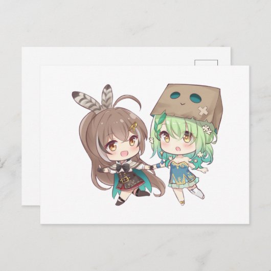 Carte Postale Faire-part Nanashi Mumei (七詩ムメイ) et Ceres Fauna (セレス・ファウナ) (Devant / Derrière)