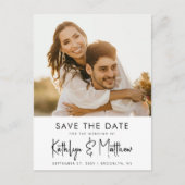 Carte Postale Faire-part Natural White Fun Script Modern Photo Mariage Enre (Devant)