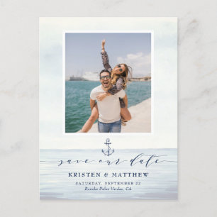 Carte Postale Faire-part Nautical aquarelle océan photo Save The Date