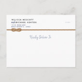 Carte Postale Faire-part Nautical ⛵ Bleu Poussiéreux et Blanc Changer la Da (Dos)